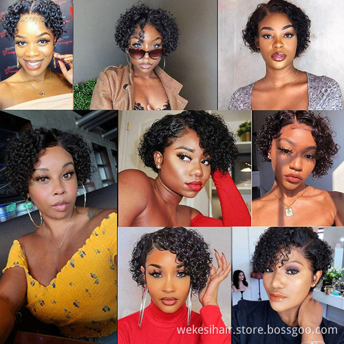Hot Beauty Brazilian Short Bob Pixie Cut Lace Wig With Bang Wholesale Lace Front Pixie Wigs Human Hair For Black Women